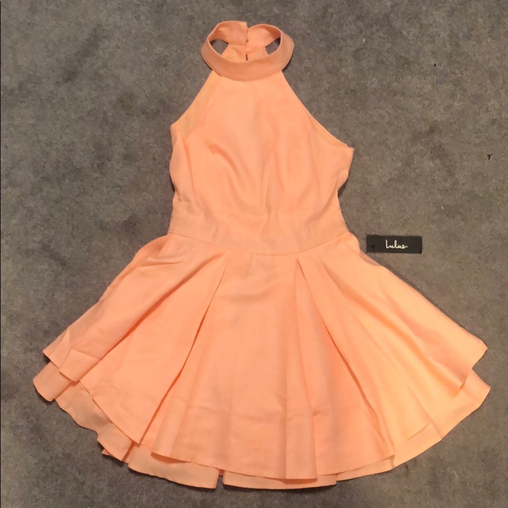 Lulus Bright Peach Skater Dress